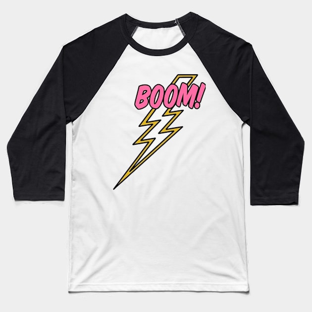 boom lightning bolt Baseball T-Shirt by carleemarkle